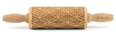 Produktbild von Folkroll Teigrolle Blume des Lebens, junior, 23 cm, Nudelholz, Prägerolle, Muster, Motiv, Rolle, Buchenholz, 331613