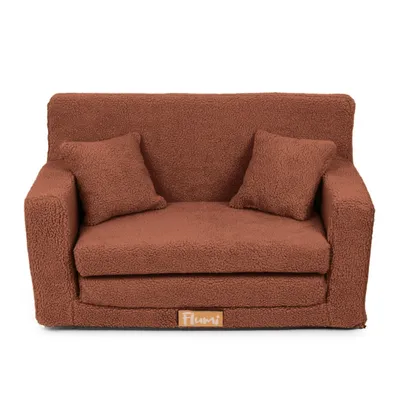 Immagine prodotto di Divano pieghevole 3 in 1 Flumi per bambini, teddy marrone, 92x60 cm