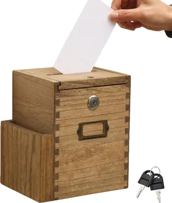 Produktbild von Holz Wandmontierte Vorschlags- und Spendenbox mit Schloss für Schule, Büro und Krankenhaus