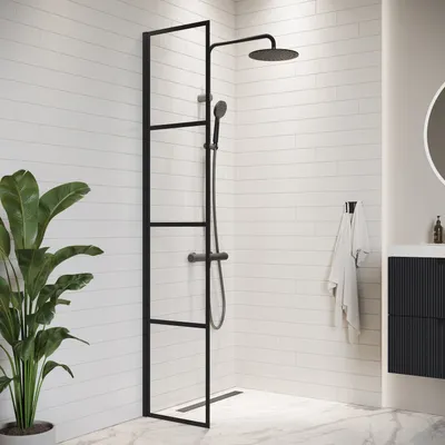 Produktbild von Essos Duschwand Walk-In Glas Schwarz Nano 40 x 200 cm 8 mm