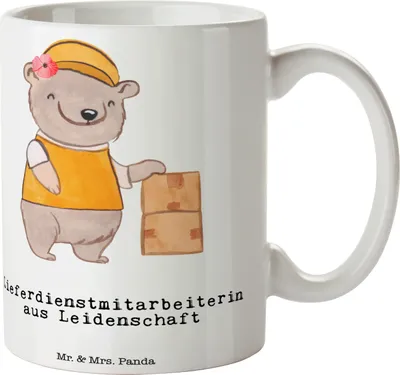 Produktbild von Mr. & Mrs. Panda Tasse Lieferdienstmitarbeiterin Leidenschaft - Weiß - Geschenk, Spruch, Witzig, Kaffeetasse, Pizzabäckerin, Geschenktasse, Pizzabringdienst, Becher, Pott