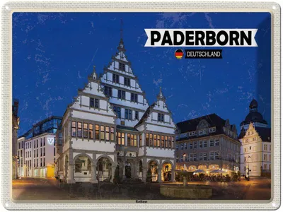 Produktbild von vianmo Blechschild 30x40 cm Paderborn Rathaus Altstadt Bildmotiv Reisemotiv Abenteuer Reisen