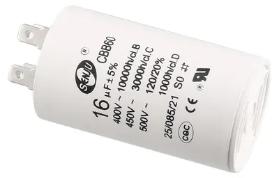 CBB60 Kondensator 16 µF 450 V AC, 72x40 mm, Doppelstecker