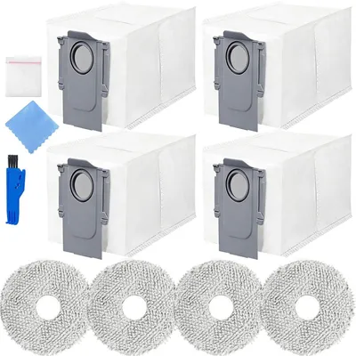 Zubehörset für Roborock Qrevo/Saros 10R – 4 Beutel + 4 Mopps