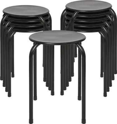 Produktbild von Harbour Housewares Stapelhocker aus Metall – Mattschwarz – 10er-Pack