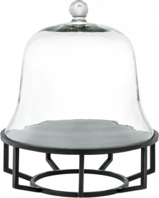 Produktbild von Casa Padrino Luxus Art Deco Kuchenglocke Bronze mit schwarzem Granit und Glasdeckel - Kuchen Ständer