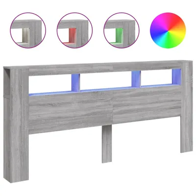 Obrázek produktu pro vidaXL LED čelo šedé Sonoma 220x18,5x103,5 cm materiál na bázi dřeva