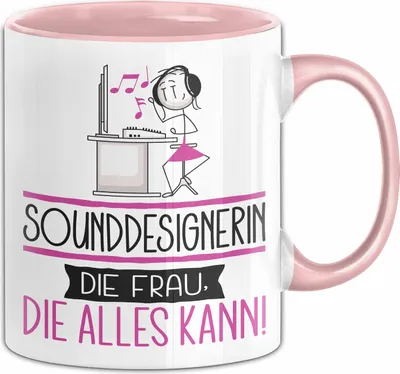 Produktbild von Sounddesignerin Geschenk Tasse Becher Die Frau Die Allen Kann Geschenkidee für eine Sounddesignerin Lustig (Rosa)