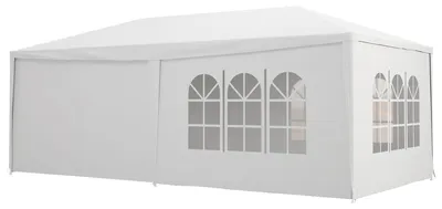 Immagine prodotto di Gazebo Tendone per Feste con Pareti Laterali Rimovibili Porte e Finestre 6x3m Bianco