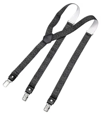 Produktbild von DonDon® Herren Hosenträger schmal 2,5 cm – 3 Clips in Y-Form – elastisch und längenverstellbar Ornamente schwarz