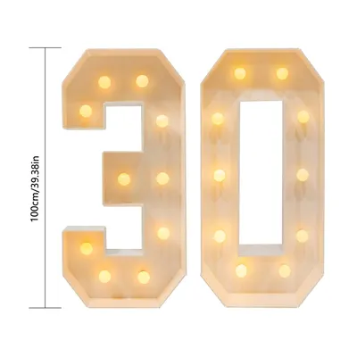 Image de 30 chiffres lumineux, décoration pour fête d'anniversaire 30 ans, chiffres lumineux pour décorations d'anniversaire