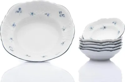 Produktbild von Thun 1794 Bernadotte, Kompottgarnitur, blaue Rosen, Thun-Porzellan, 7 d.