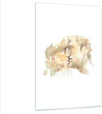 Produktbild von Bilder auf glas - Einteilig - Kuss Paar Liebe - 80x120cm - Glasbilder - Wandbilder - Bilder - zum Aufhängen bereit - Wanddekoration aus Glas - Glas Bilder - Wandbild auf Glas - GPA80x120-5005