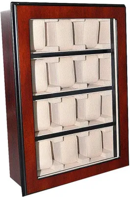 Produktbild von Wanduhr für 12 Uhren braune Holzschrank