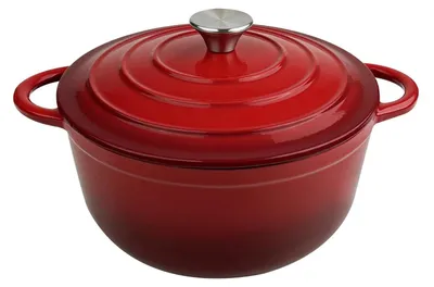 Produktbild von Elzusha - Bratpfanne aus Gusseisen mit Deckel, 25 cm - Emaillierte Cocotte, rot, 4 Liter