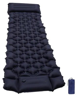 Produktbild von Peviasot Camping Isomatte, Isomatte Camping Aufblasbar, 8.5cm Dicke Isomatten Camping Ultraleicht mit Kissen Isomatte Selbstaufblare Schlafmatte für Camping Wandern Strand, wasserdichte & Faltbare, 192 x 60 x 8.5cm,Dunkelblau