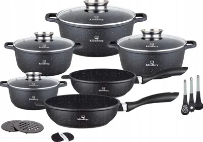 Produktbild von KlönBerg 17-teiliges Antihaft-Topfset mit Deckel,Pfanne,Induktion,schwarz KB004026