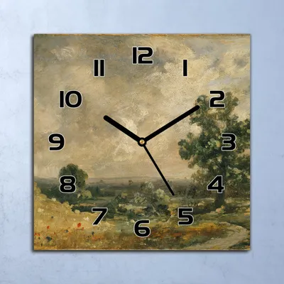 Produktbild von Wanduhr Echt-Glas-Küchenuhr Vintage Landschaft Quarz 30x30 Deko Bilder