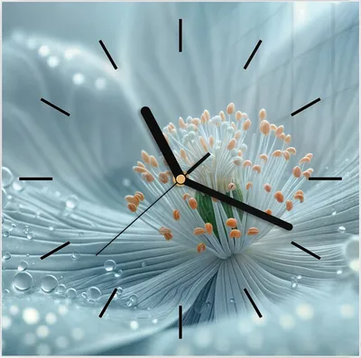 Produktbild von Wanduhr aus Glas mit Motiv Blumenpracht- 30 x 30 cm - inkl. Aufhängesystem