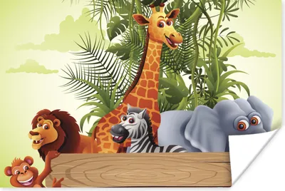 Produktbild von MuchoWow® Poster Dschungeltiere - Natur - Kinder - Giraffe 60x40 cm - Schlafzimmerdekoration