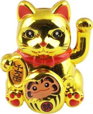 Produktbild von Glückskatze Mini Maneki-neko Schutz Schild gold Solar 5cm Winkekatze Lucky cat
