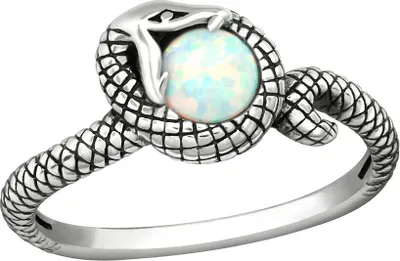 Produktbild von Ring mit Schlange und Opal Stein: Schlangenring Silber 925 54 (17.2 mm Ø)