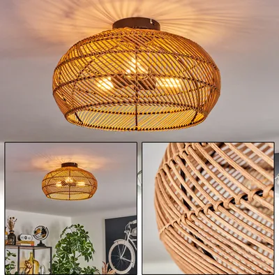 Produktbild von Decollatura moderne Deckenlampe aus Metall/Bambus/Holz in Schwarz/Natur