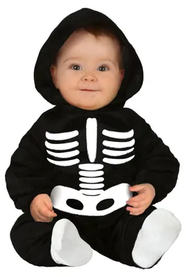 Immagine prodotto di costume da scheletro nero da bambino per Halloween, taglia: 86/92