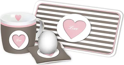 Produktbild von Frühstücksset, 3-teilig, Love, rosa