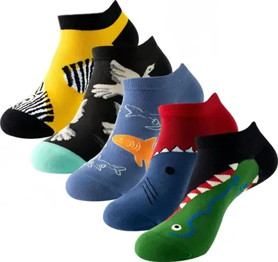 Produktbild von ASKSA 5 Paare Lustige Sneaker Socken Damen Herren 36-44 Baumwolle Bunte Socken Kurze Laessig Ausgefallene Witzig,Schwarz