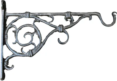 Produktbild von Nostalgischer Gusseisen Wandhaken Laternenhaken antikbraun 26 cm mit 2 kleinen Haken