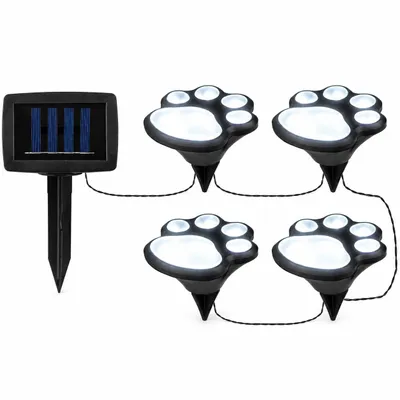 Produktbild von MasterLED Solar Gartenleuchte Pfotenabdruck – 4 LED Kaltweiß – Erdspießleuchte IP44 – Solarlampe für Garten, Weg, Terrasse