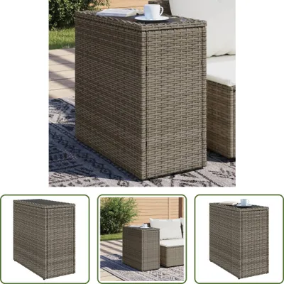 Immagine prodotto di The Living Store Tavolino da giardino con piano in vetro Grigio 58x27,5x55 cm Rattan
