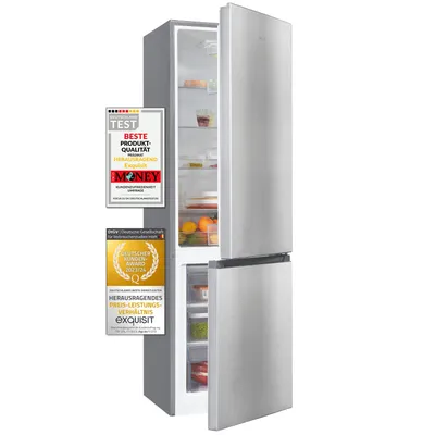 Produktbild von Exquisit Kühl-Gefrierkombination KGC265-70-010E inoxlook | 269 l Nutzinhalt | Edelstahloptik