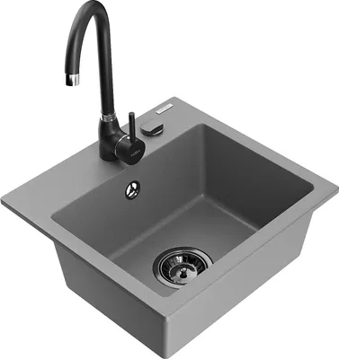 Image de Évier en granit Milo avec mitigeur Telma, gris (6505-71-670200-70-B)