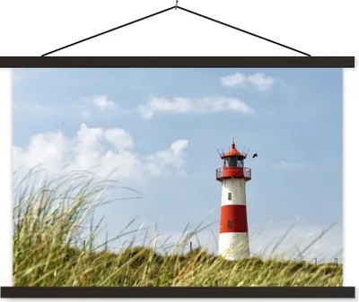 Produktbild von MuchoWow® Textilposter Meer - Leuchtturm - Deutschland 150x100 cm mit schwarzem Rahmen - Schlafzimmer