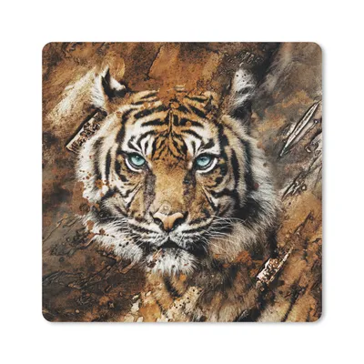 Produktbild von MuchoWow® Mauspad Mousepad Tiger - Malerei - Braun 30x30 cm - Mousepads - Maus Mat - Pad - Mausunterlage - Gaming
