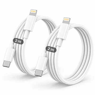 Produktbild von 2x iPhone Lightning Ladekabel 2m – USB-C auf Lightning Ladekabel 20W – Schnellladekabel für iPhone 5 bis 14 Pro Max, iPad, iPod & AirPods