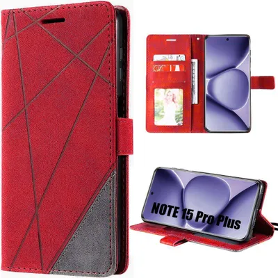 Image de Coque pour Xiaomi Redmi Note 15 Pro Plus 5G, Protection Anti-Rayures Effet Cuir Élégant - Rouge