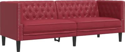 Image de vidaXL Canapé Chesterfield 3 places vin rouge similicuir