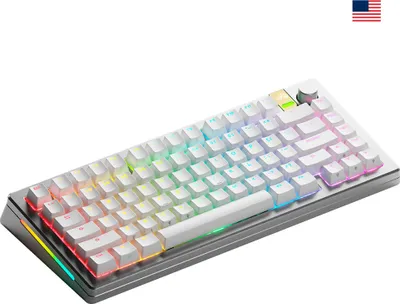 Zdjęcie produktu dla Glorious Gaming GMMK 3 PRO HE 75% Prebuilt, Bezprzewodowy, RF Wireless + Bluetooth, Mechaniczna, QWERTY, RGB LED, Srebrny