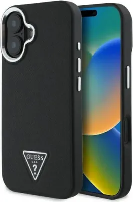 Image de Guess Guhmp16Mpgtspsk Iphone 16 Plus 6.7 noir/noir Hardcase Grained Triangle Magsafe
