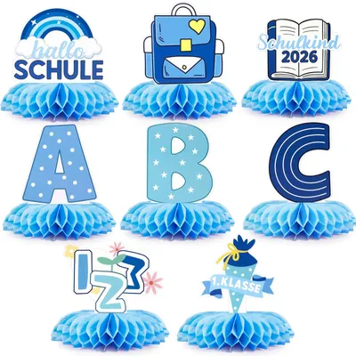 Productafbeelding van Decoratie voor de schoolstart jongen 2026 - 8 delig blauw