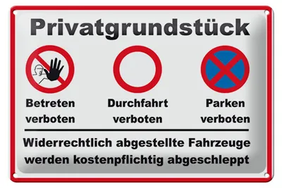 Produktbild von Blechschild Hinweis Privatgrundstück, 30x20 cm, Blechschilder Achtung  Widerrechtlich