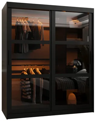 Produktbild von Kleiderschrank KATIE 3 - 150 cm, schwarz / schwarz
