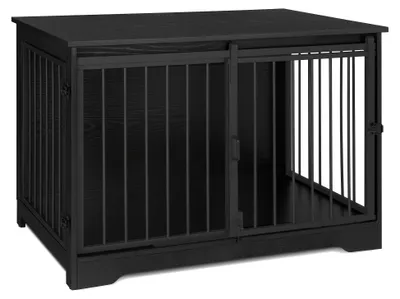 Zdjęcie produktu dla Klatka dla psa z drewna - Budka dla psa - Klatka dla psa - Klatka dla psa do użytku wewnętrznego - Kennel dla psa - Czarna klatka dla psa z drewna