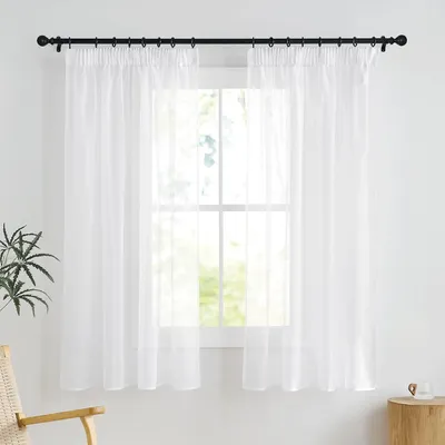 Immagine prodotto di Tende trasparenti bianche per finestre, con binario e ganci, set di 2 pannelli, 140 x 137 cm