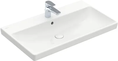 Obrázok produktu pre Villeroy & Boch umývadlo s skrinkou Avento 415680, 800 x 470 mm, obdĺžnikové, 1 otvor na batériu, stredový priechod, s prepadom, biela alpínska, 1 ks.