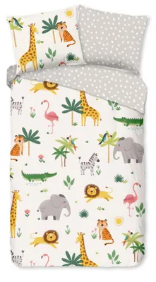 Productafbeelding van Good Morning Kinderdekbedovertrek "Artis" - Off-Wit - (140x220 cm) - 100% Katoen