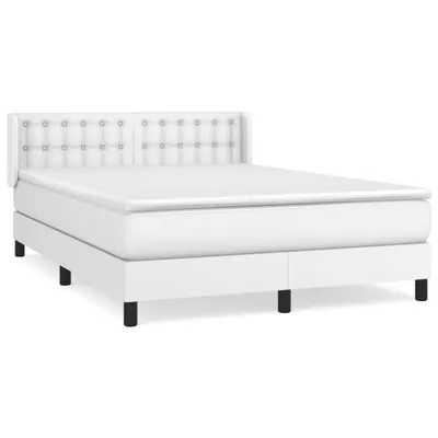 Productafbeelding van Boxspring met matras kunstleer wit 140x200 cm